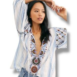 Antik Batik Anthropologie Camilla Embroidered Balloon Sleeve Top Blouse Size XS